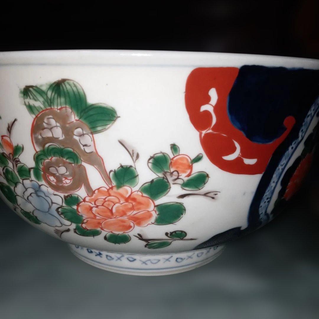 骨董　赤絵　手描き鉢