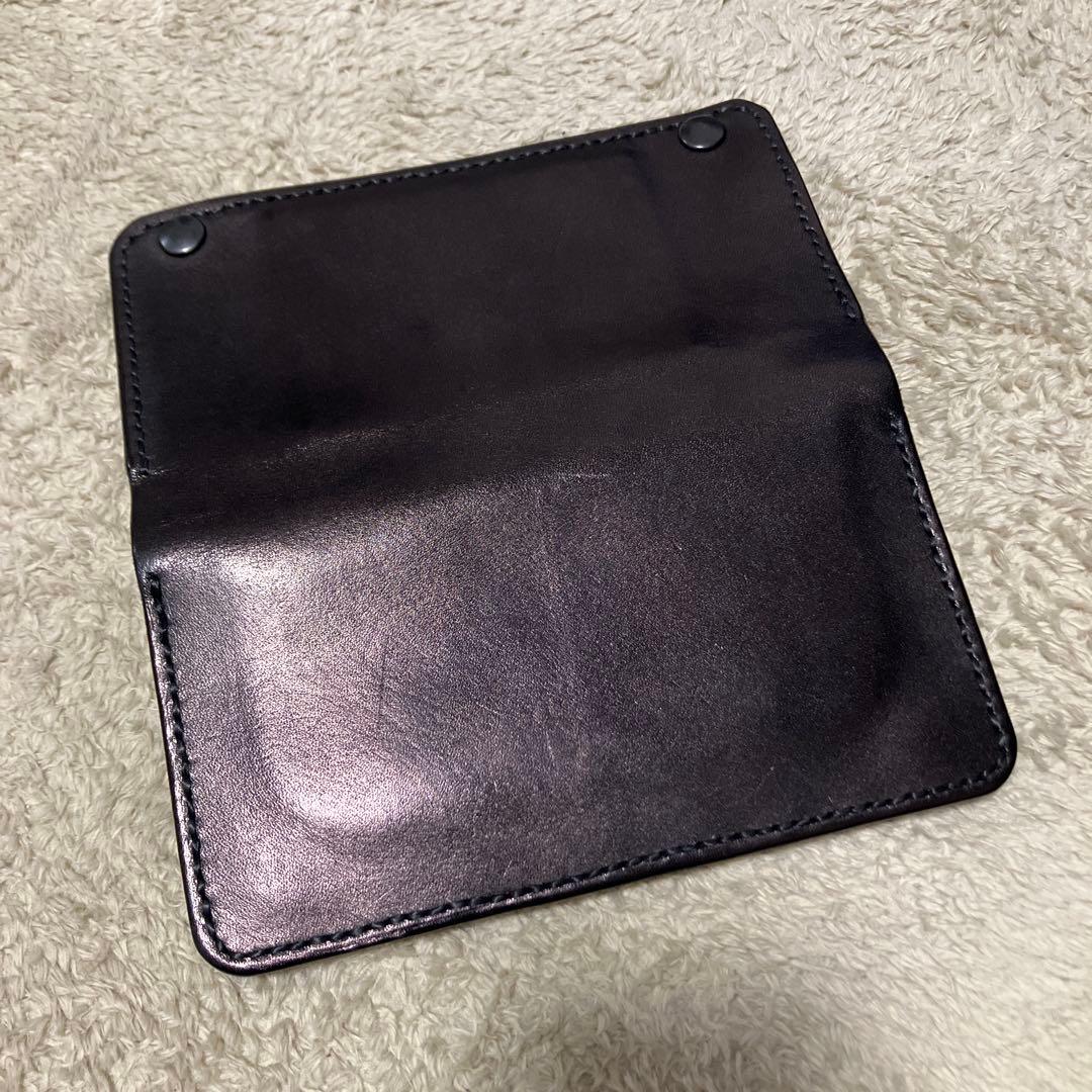 黒レザー長財布 スナップボタン式