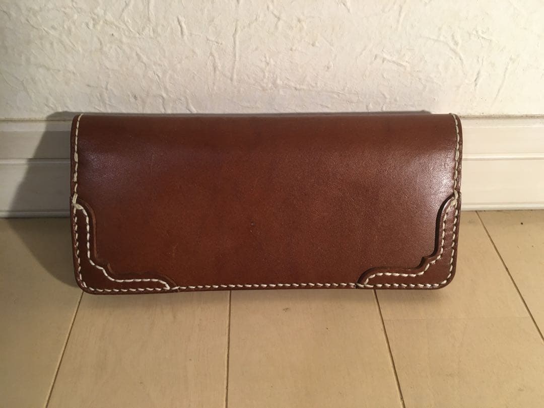 ハンドメイド ブラウンレザー長財布
