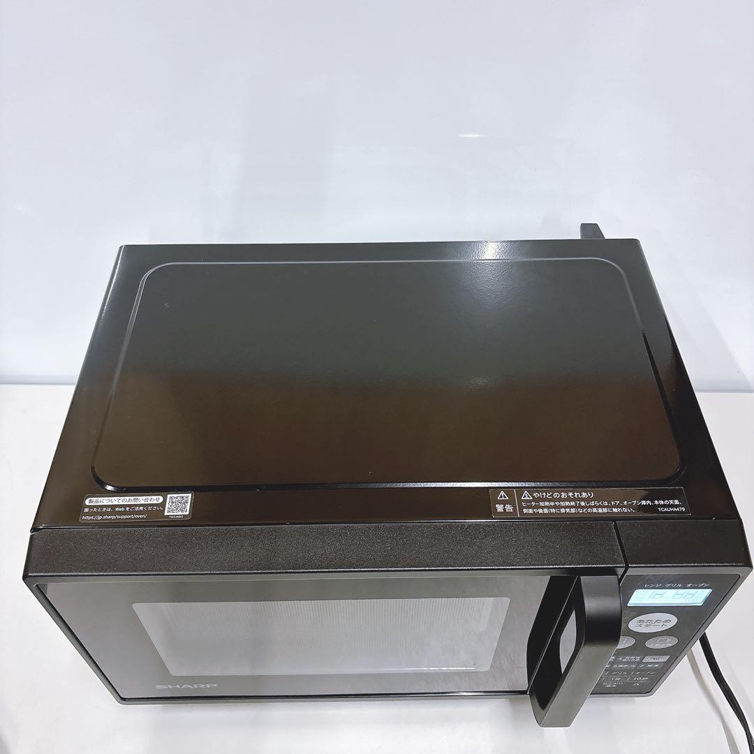 ①訳あり難ありSHARPフラット 角皿付きオーブンレンジ2021年製ブラック黒色