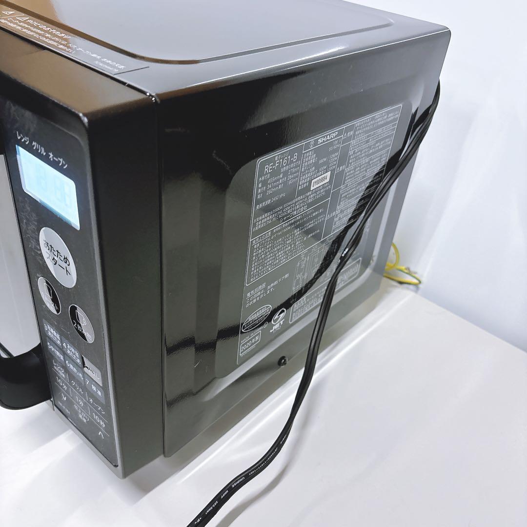 ①訳あり難ありSHARPフラット 角皿付きオーブンレンジ2021年製ブラック黒色