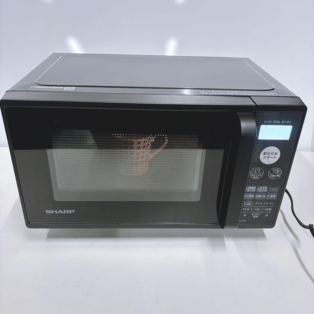 ①訳あり難ありSHARPフラット 角皿付きオーブンレンジ2021年製ブラック黒色