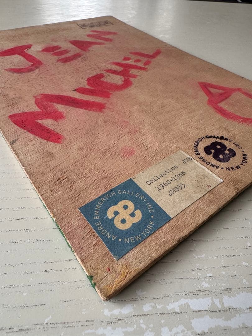 ジャン ミシェル バスキア VIEW 板 原画 手書き 画廊認識票 サイン入