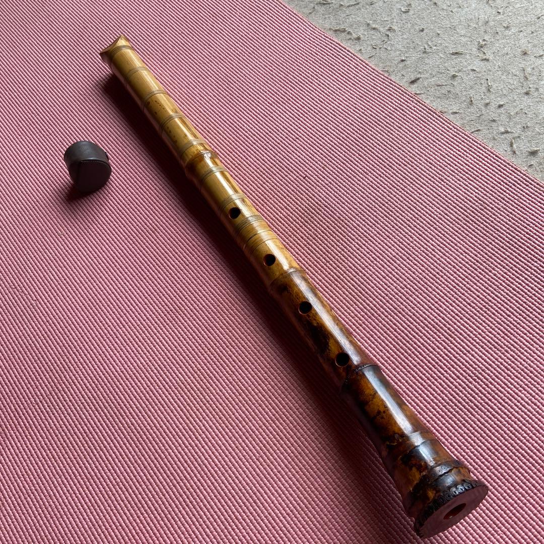 89⭐️値下げ　尺八　一尺九寸管　真山銘三印　唄口金　中継ぎ金