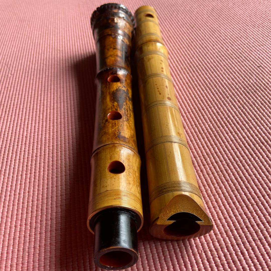89⭐️値下げ　尺八　一尺九寸管　真山銘三印　唄口金　中継ぎ金