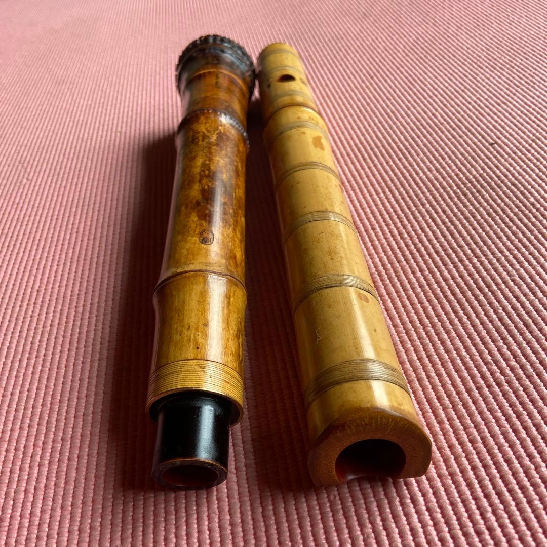 89⭐️値下げ　尺八　一尺九寸管　真山銘三印　唄口金　中継ぎ金