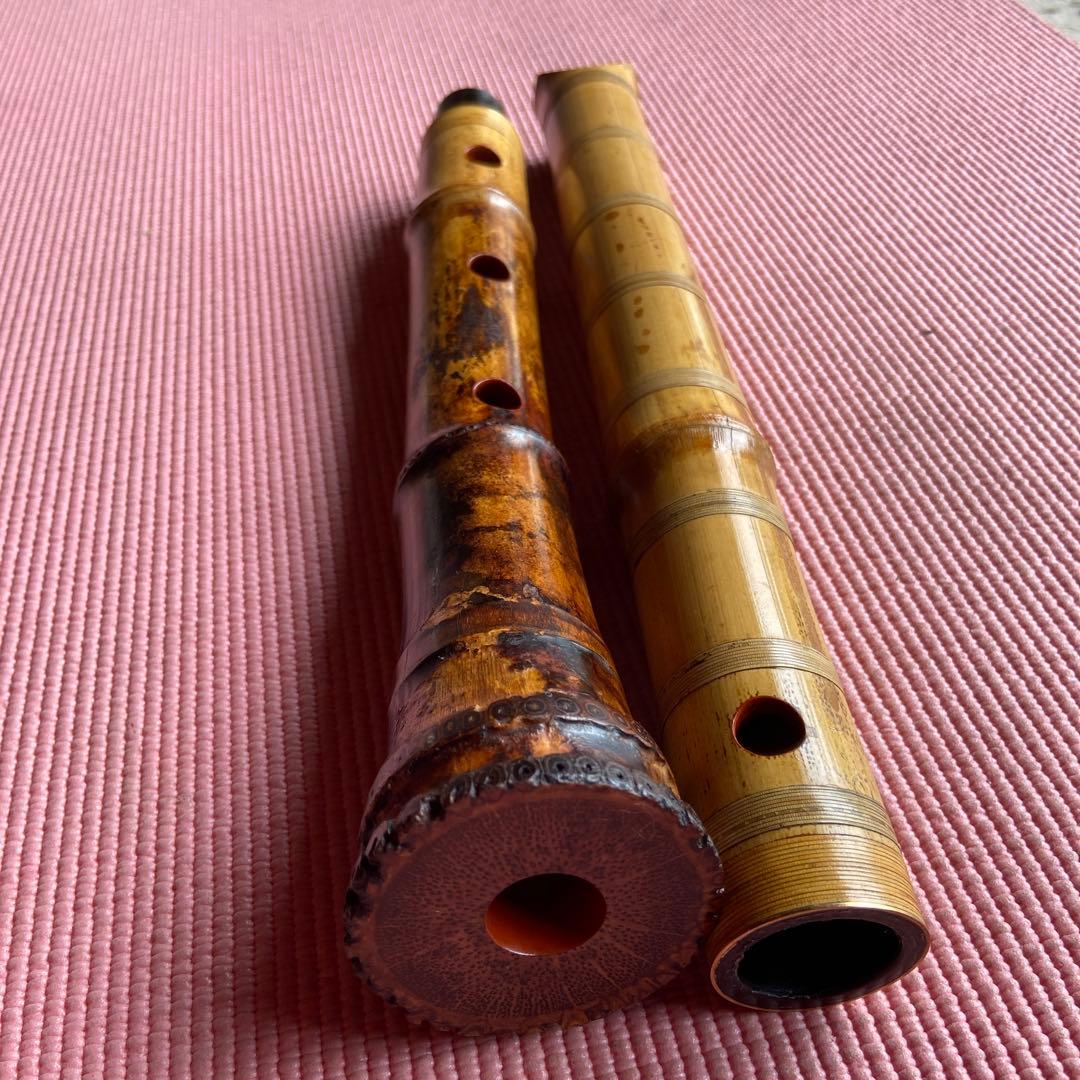 89⭐️値下げ　尺八　一尺九寸管　真山銘三印　唄口金　中継ぎ金