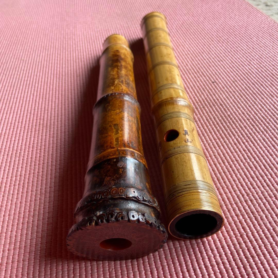 89⭐️値下げ　尺八　一尺九寸管　真山銘三印　唄口金　中継ぎ金
