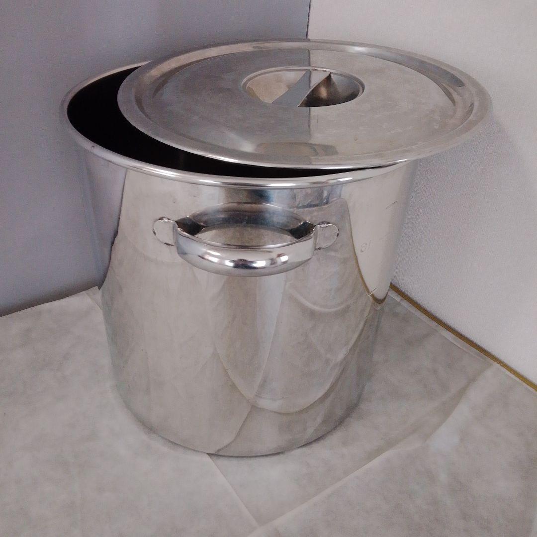 業務用 厚手18-8ステン寸胴鍋 30cm 20L 3.1kg 蓋付き 草木染め