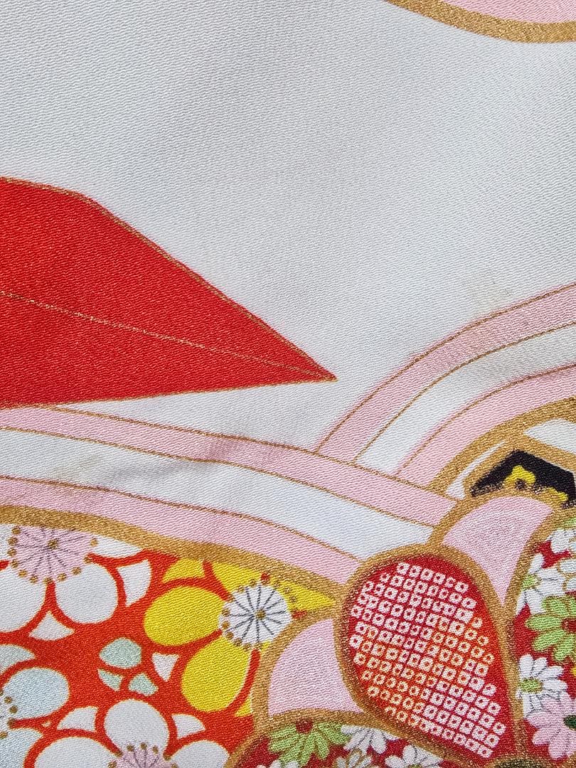 七五三　5歳～　アンティーク 正絹　着物　セット　女の子 c90