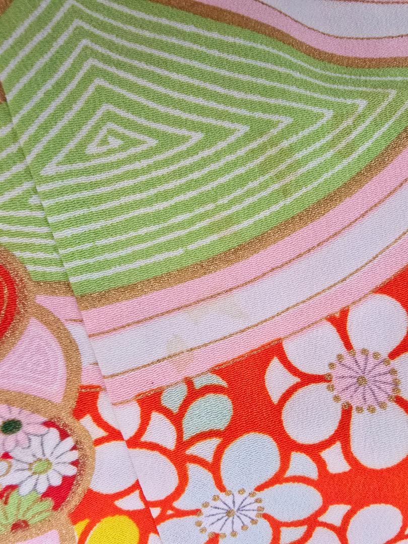 七五三　5歳～　アンティーク 正絹　着物　セット　女の子 c90