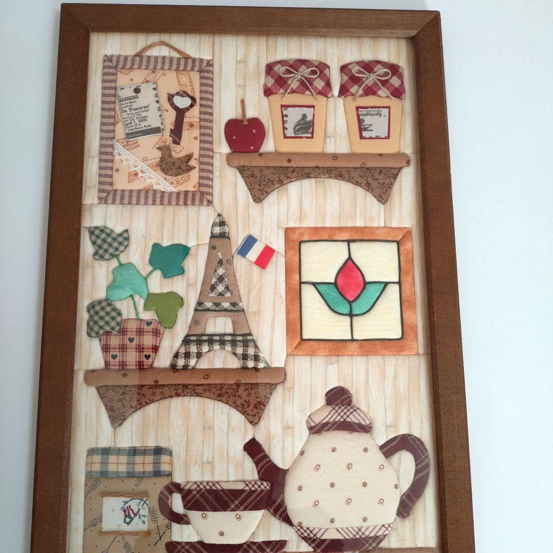 ハンドメイド　パッチワーク　キルト　タペストリー　額入り　Welcome