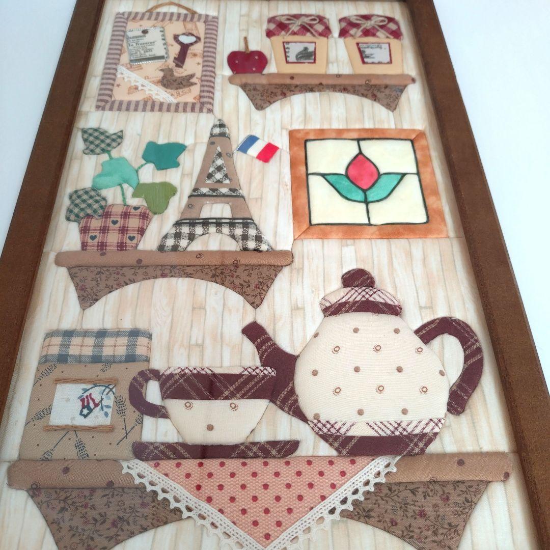 ハンドメイド　パッチワーク　キルト　タペストリー　額入り　Welcome
