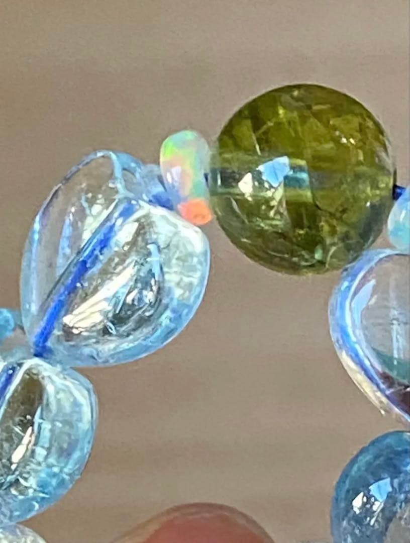 高品質♡ ペリドット&ブルートパーズ デザインブレスレット