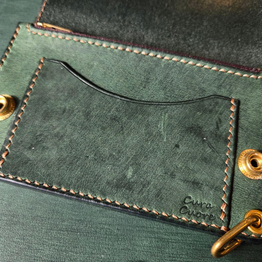 272ミドル　トラッカーウォレット イタリアンレザーTEXAS【グリーン】