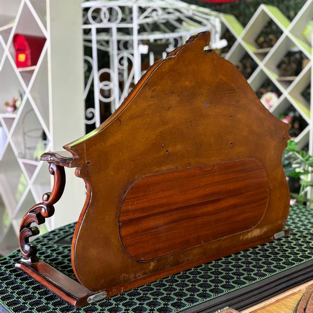 マホガニーアンティーク調 木製 ミラー付き 手彫り アウトレット特価品 一点限定