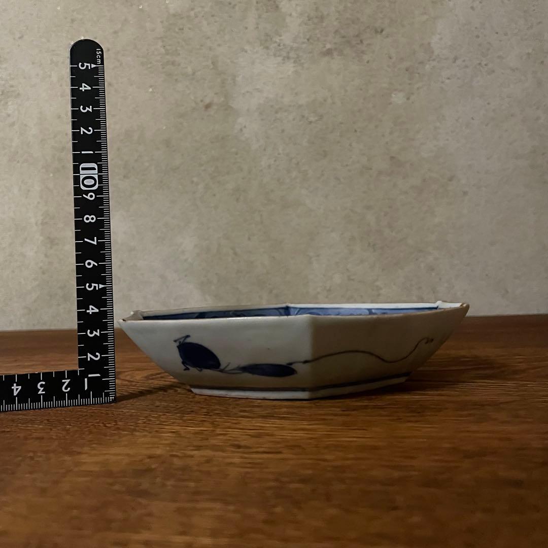 変形皿　隅切皿　古伊万里　染付　藍久谷
