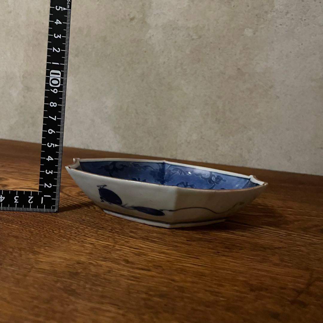 変形皿　隅切皿　古伊万里　染付　藍久谷