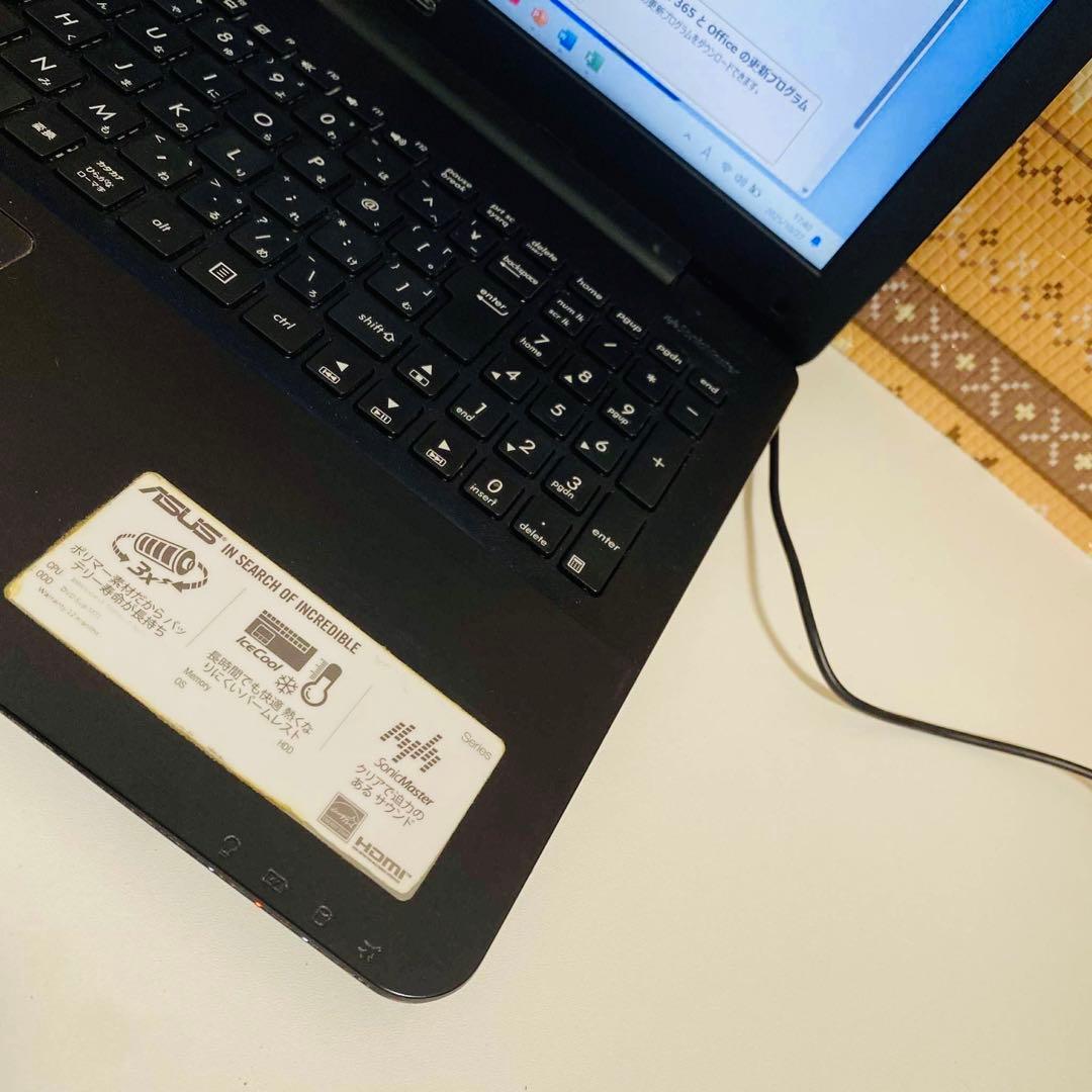 Y881 ASUSノートパソコンSSDメモリ8G高速Windows11オフィス付