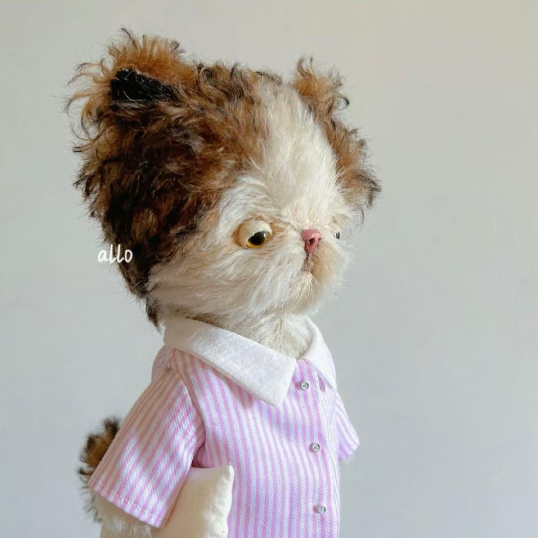 おやすみにゃん ねこ ぬいぐるみ ハンドメイド 海外作家様 テディベア ねむねむ