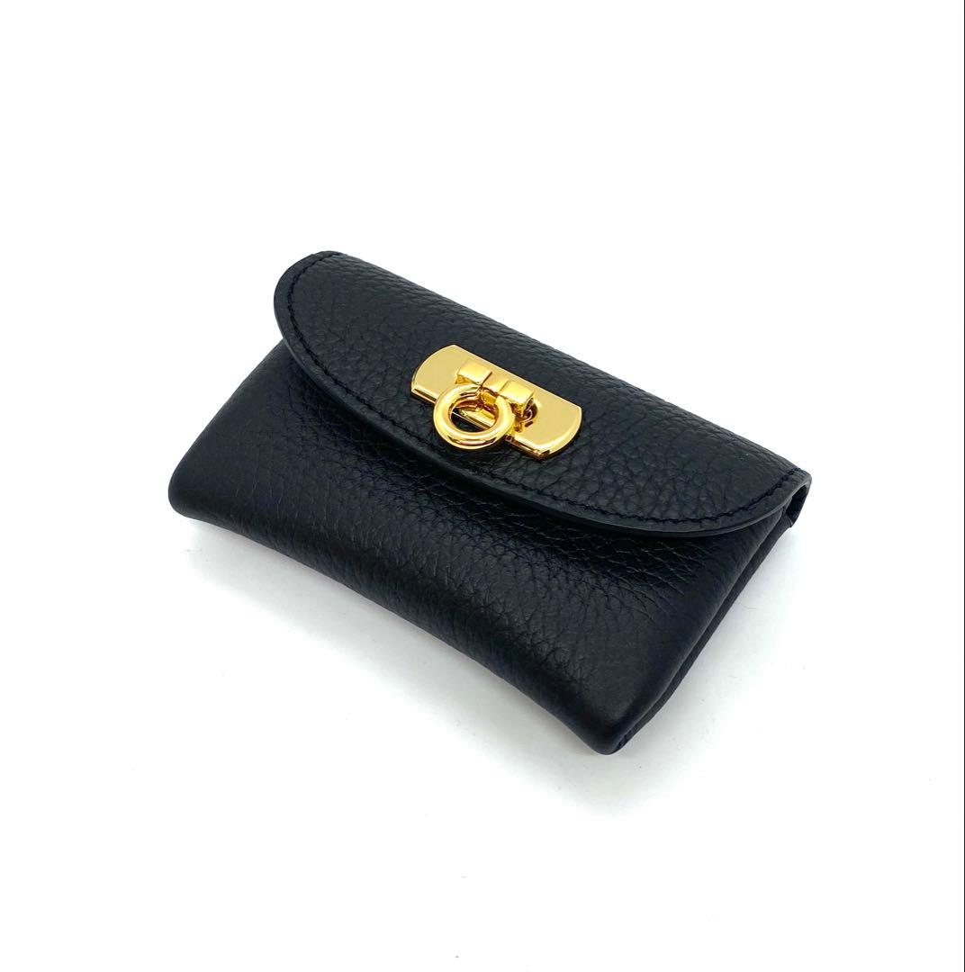 高級ハイブランドにも使用されてる本革　ミニ財布　ブラック