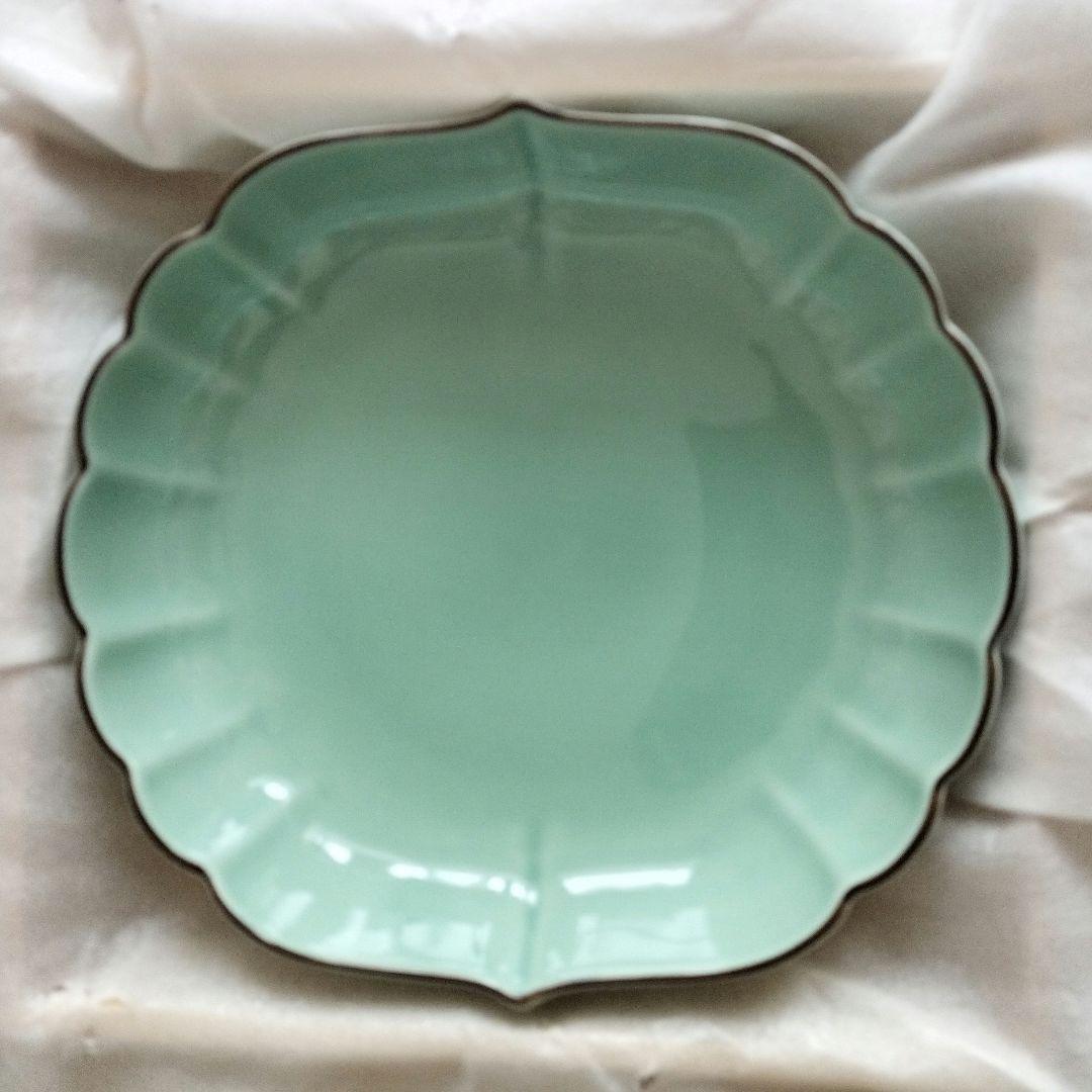 深川製磁 百年庵 菊中割 6号鉢 盛り鉢 皿 笹青磁 有田焼