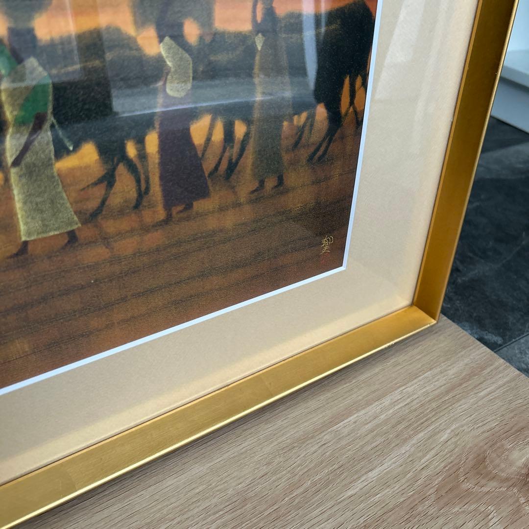 風景画 木製フレーム 署名入り