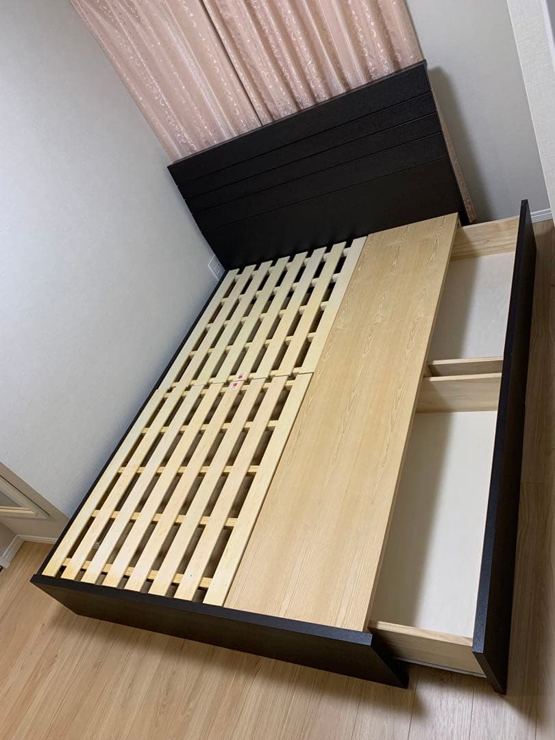 ニトリ 収納付 ダブルベッドフレーム ダークブラウン