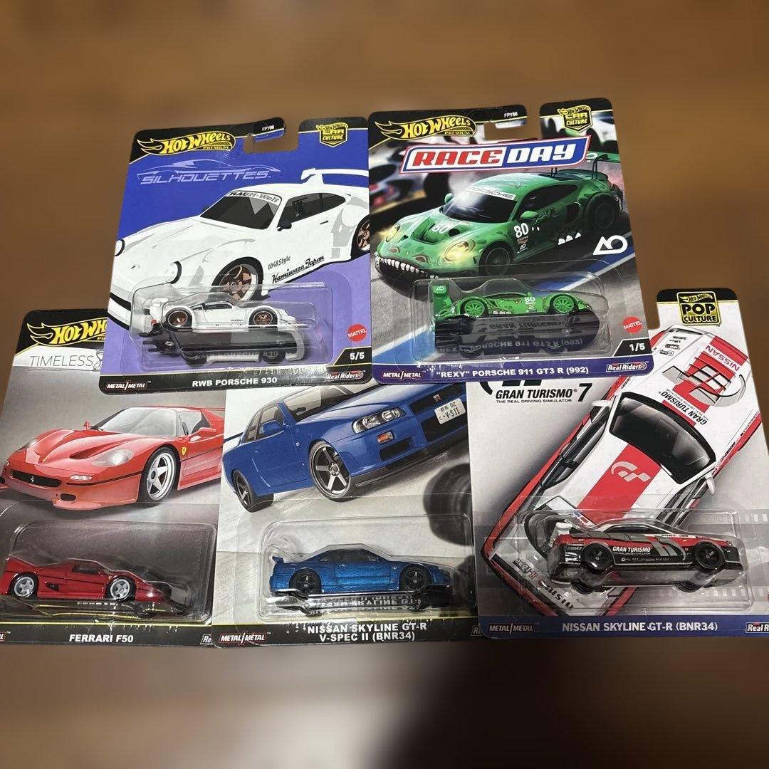 ホットウィール ポルシェ　フェラーリ　スカイラインR34 RWB REXY
