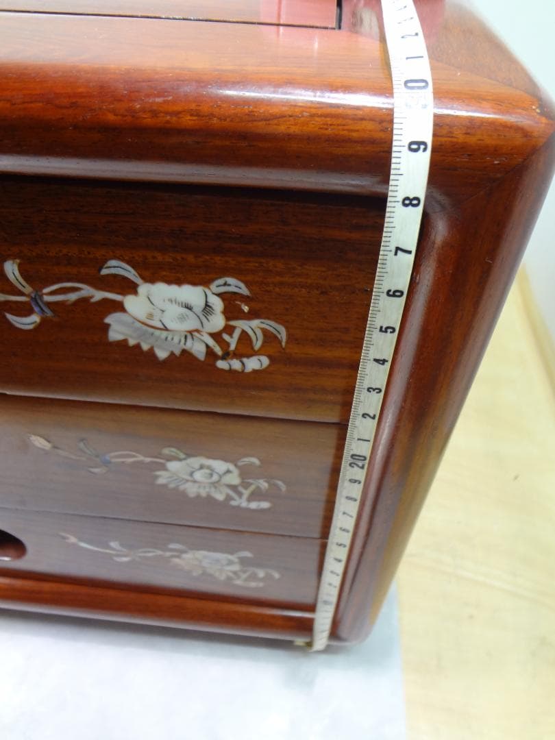 ✨美品✨　天然木　花梨　唐木　螺鈿細工　引き出し3段ミニチェスト