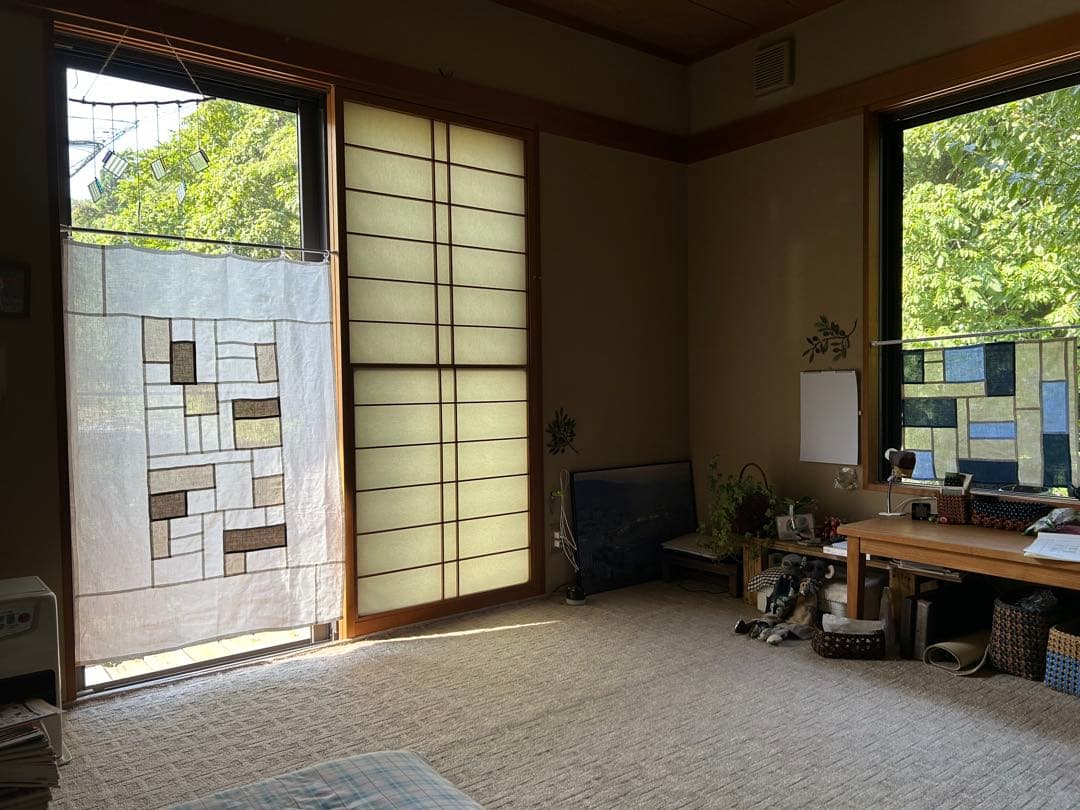 「オフと生成とモカ」麻ポジャギ