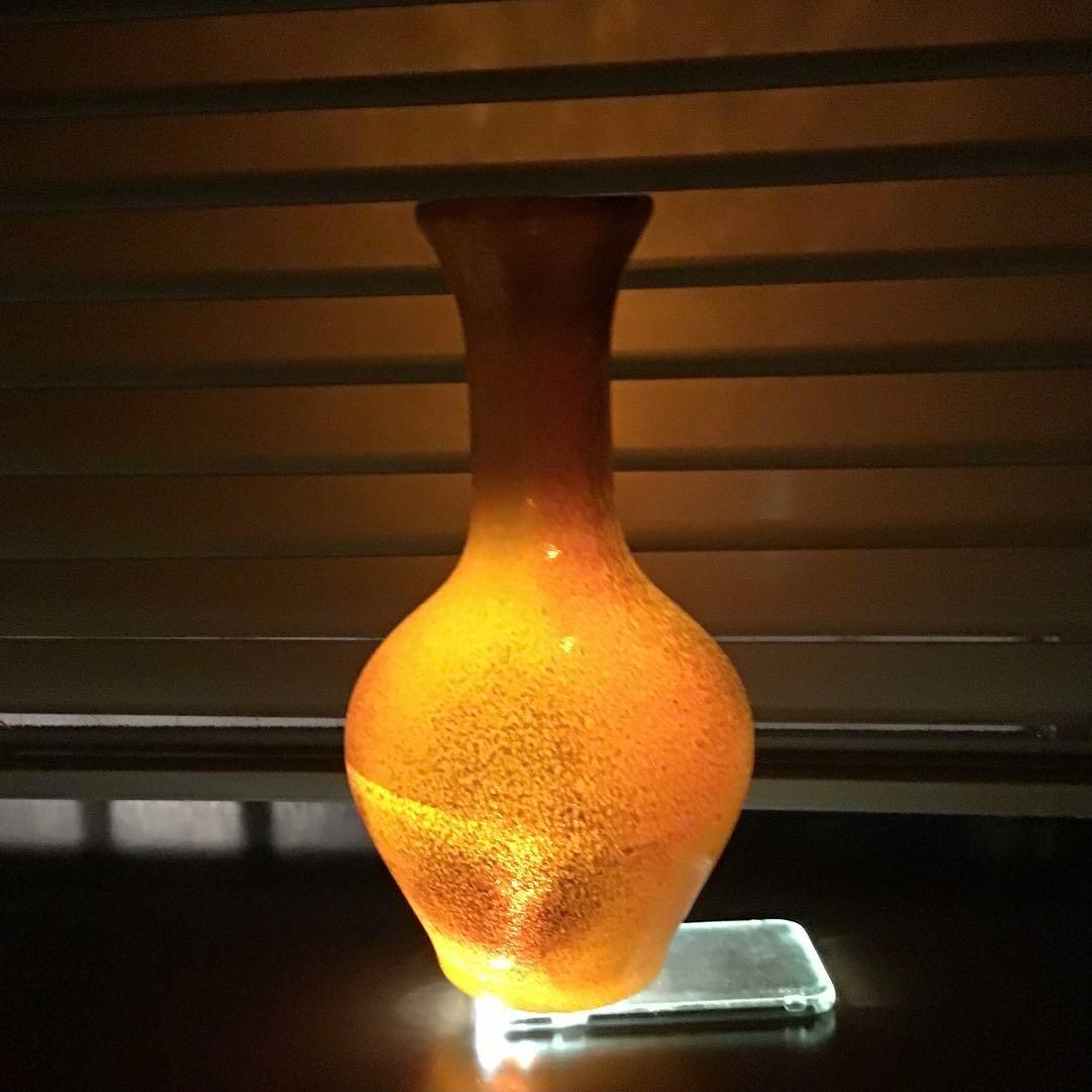 IWATA GLASS イワタガラス　レトロ花瓶　大型　オレンジ　昭和ガラス