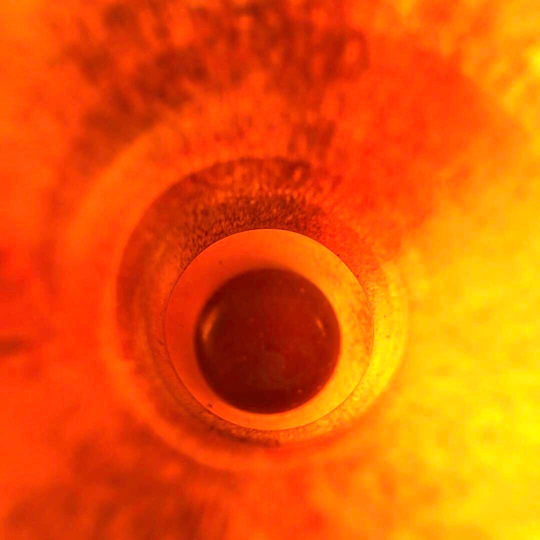 IWATA GLASS イワタガラス　レトロ花瓶　大型　オレンジ　昭和ガラス