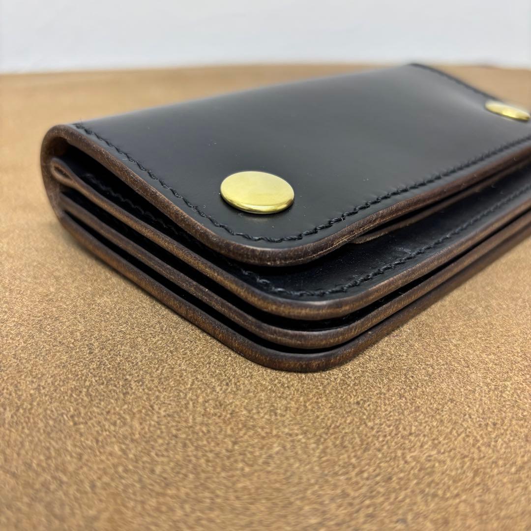 クロムエクセル　トラッカーウォレット　ミドル　黒　茶心　3層　HORWEEN