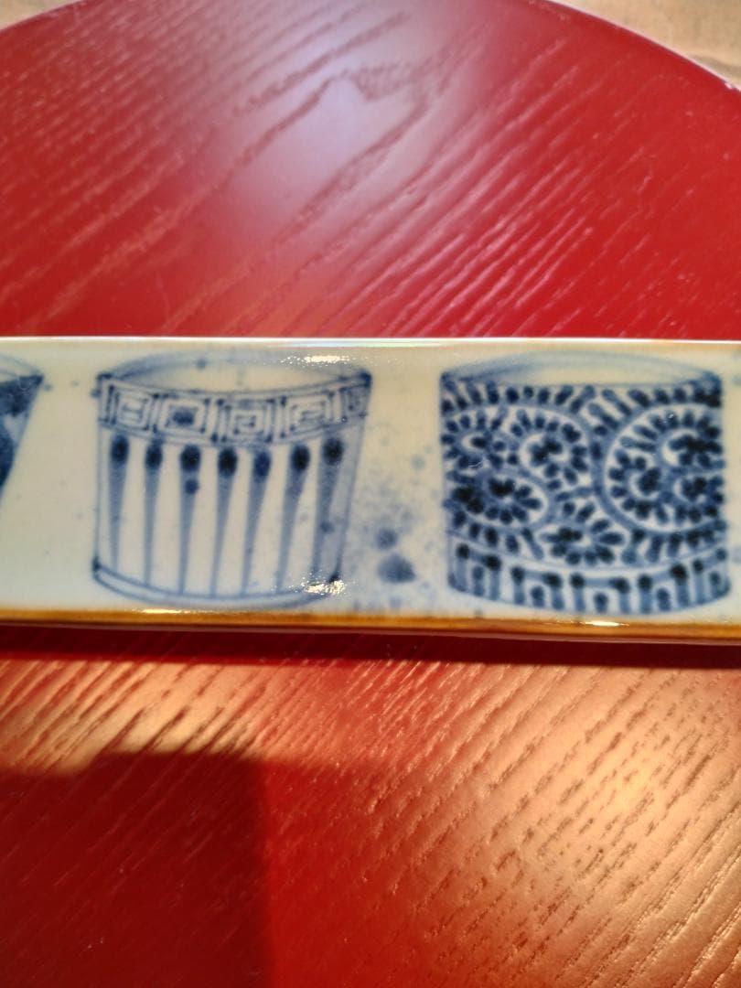 有田福泉窯染付蕎麦ちょく絵高台前菜皿