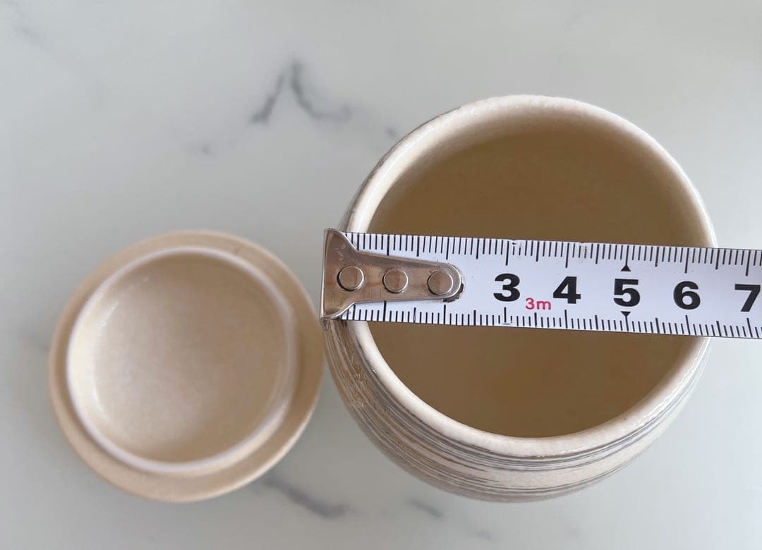 茶碗蒸し器　蓋つき煮物椀 5個セット クリーム色と金のストライプ