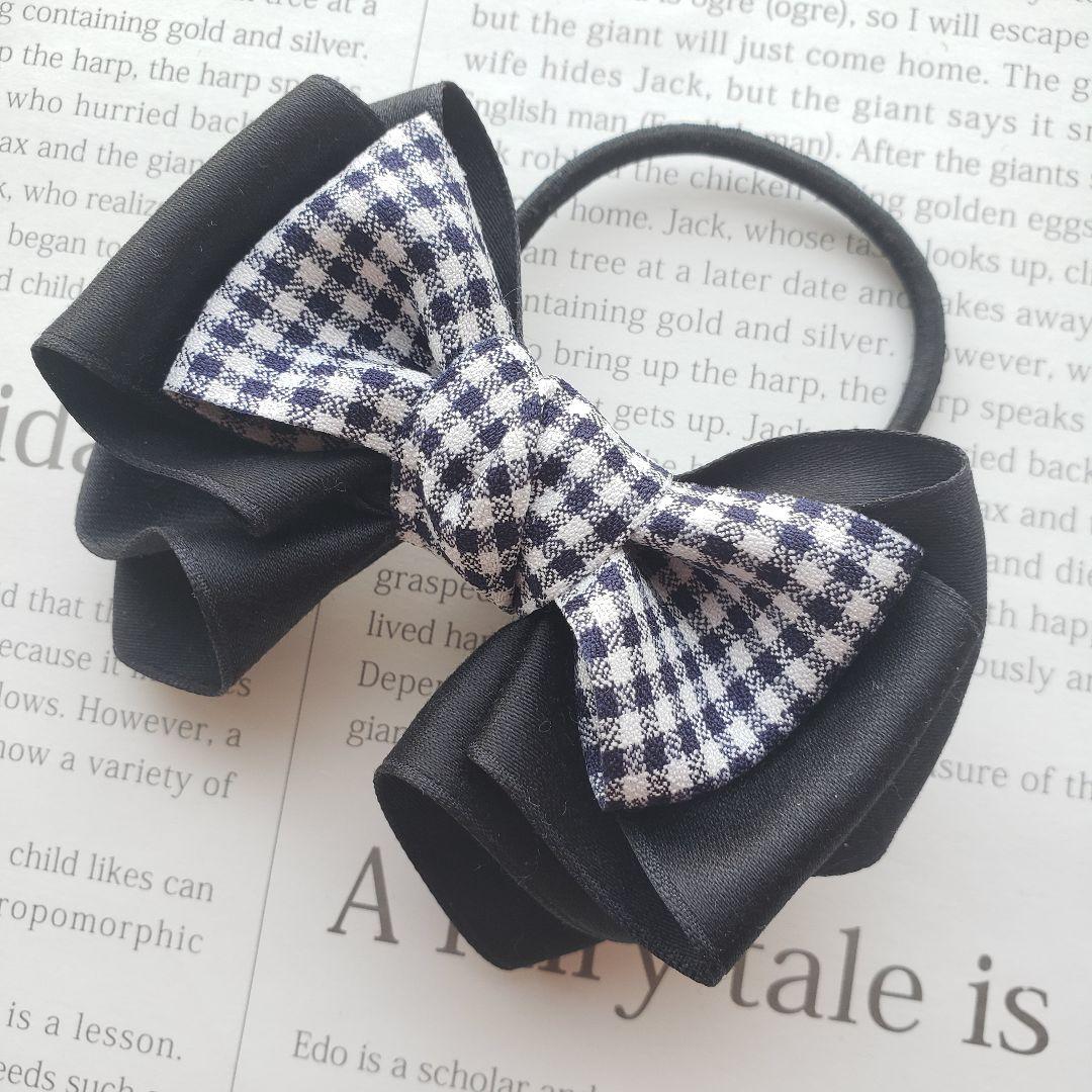 リボン　ヘアゴム♡riana ribbon♡ギンガムチェック♡ハンドメイド