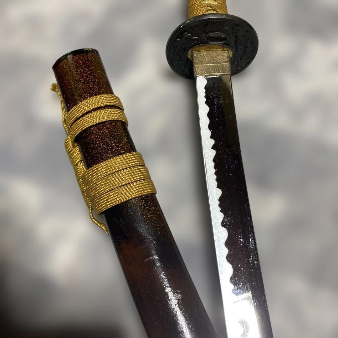 割安模造刀 金茶柄 雲龍楕円鍔 黒粒暈し梨地鞘