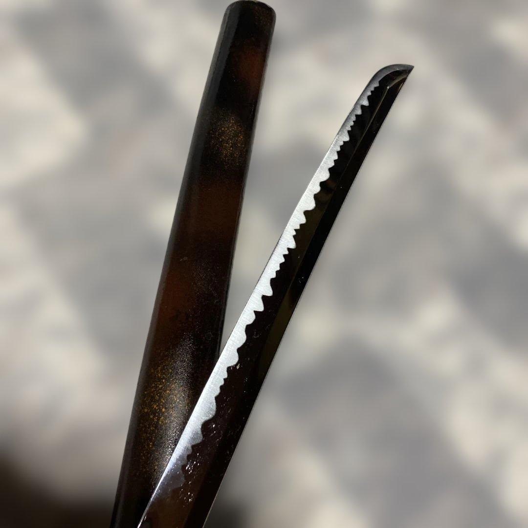 割安模造刀 金茶柄 雲龍楕円鍔 黒粒暈し梨地鞘