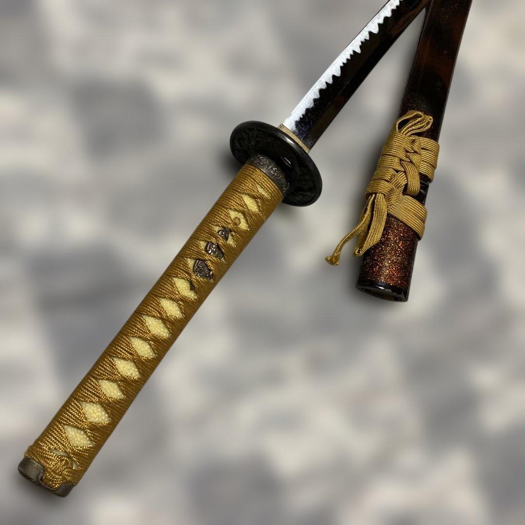 割安模造刀 金茶柄 雲龍楕円鍔 黒粒暈し梨地鞘