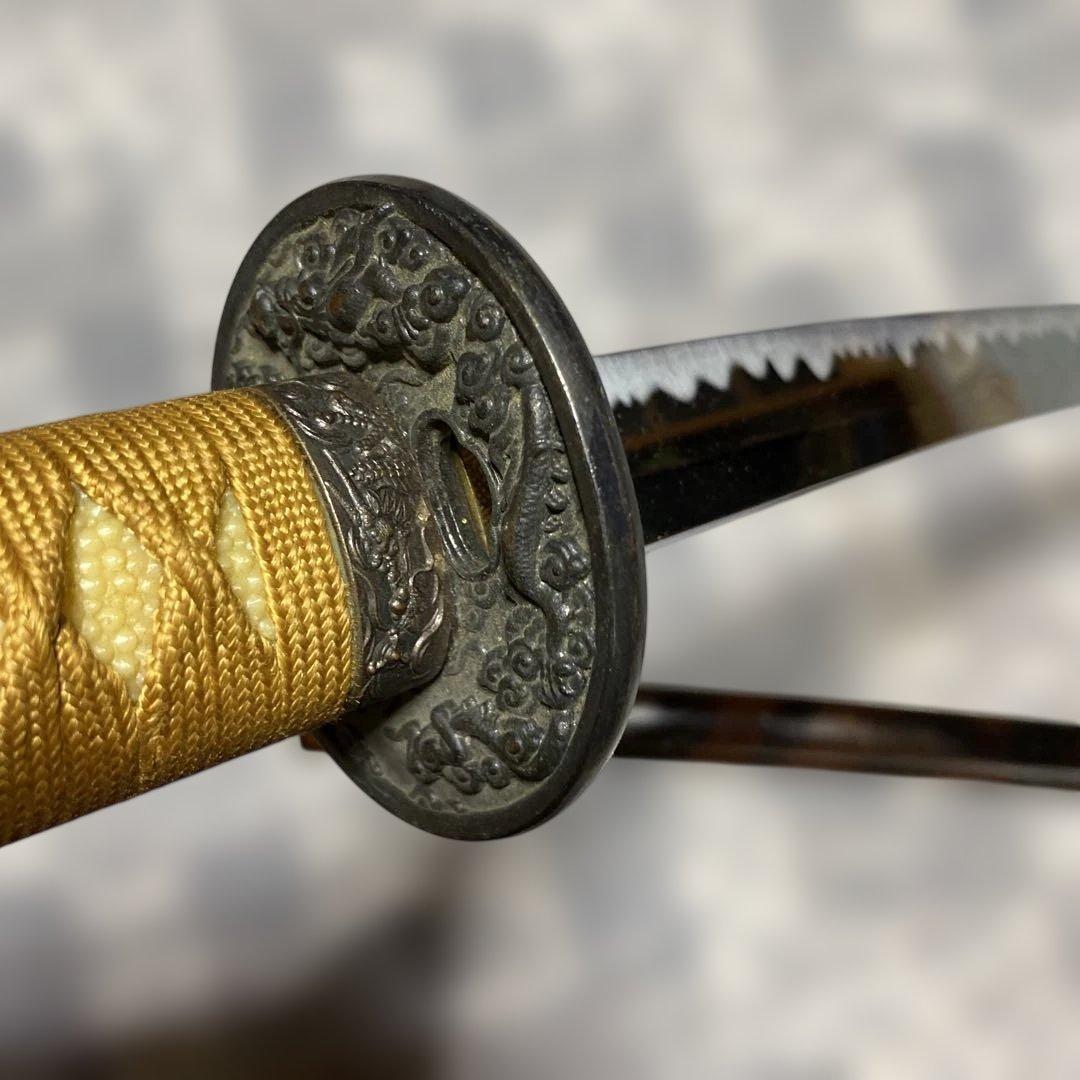 割安模造刀 金茶柄 雲龍楕円鍔 黒粒暈し梨地鞘