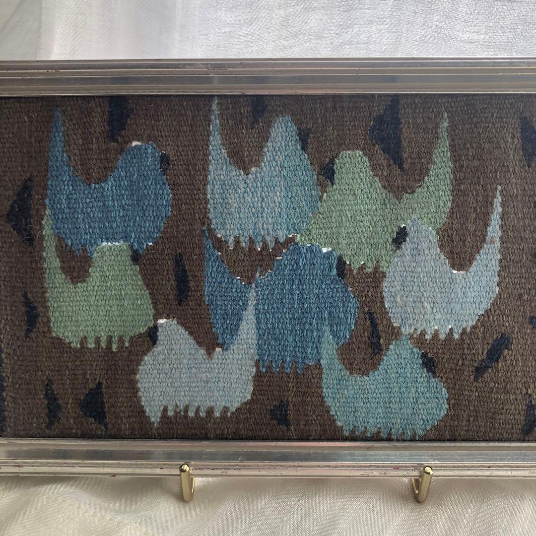 北欧　総刺繍　鳥の壁掛け　ハンドステッチ　アンティーク