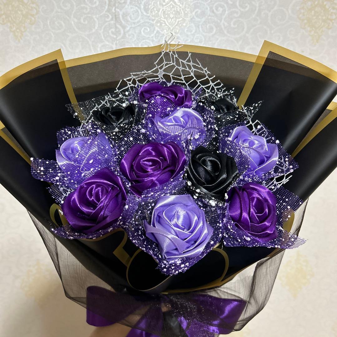11本紫・薄紫・黒バラブーケ　プレゼント お祝い　枯れない花 特別な人へ