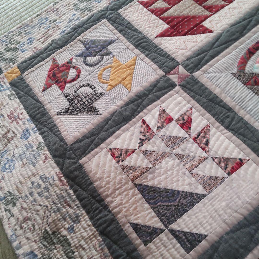 *49♦パッチワークキルト タペストリー★ハンドメイド★ヴィンテージ★レトロ