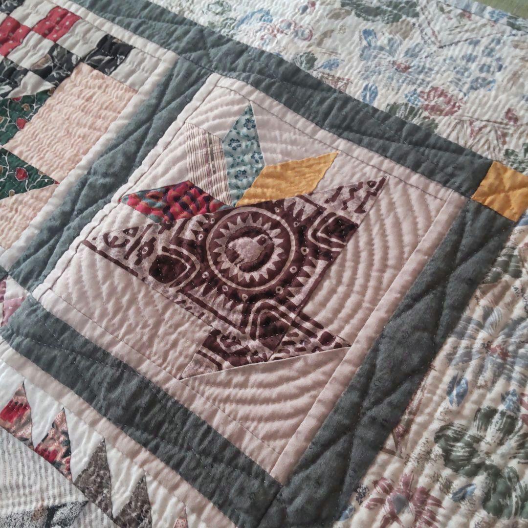 *49♦パッチワークキルト タペストリー★ハンドメイド★ヴィンテージ★レトロ