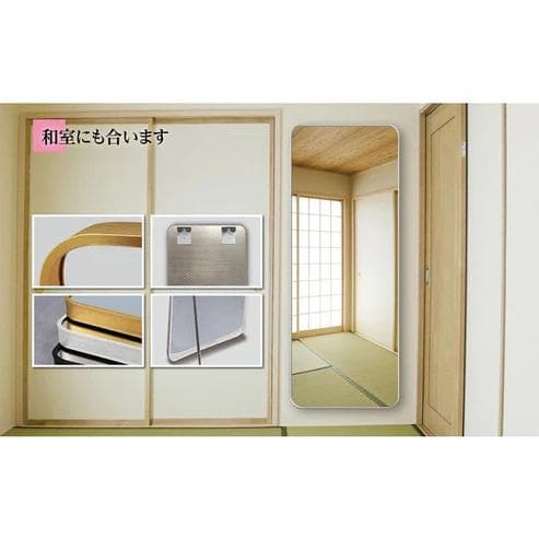 強化ガラス スタンドミラー 150×50cm 壁掛け2WAY シルバー（新品）