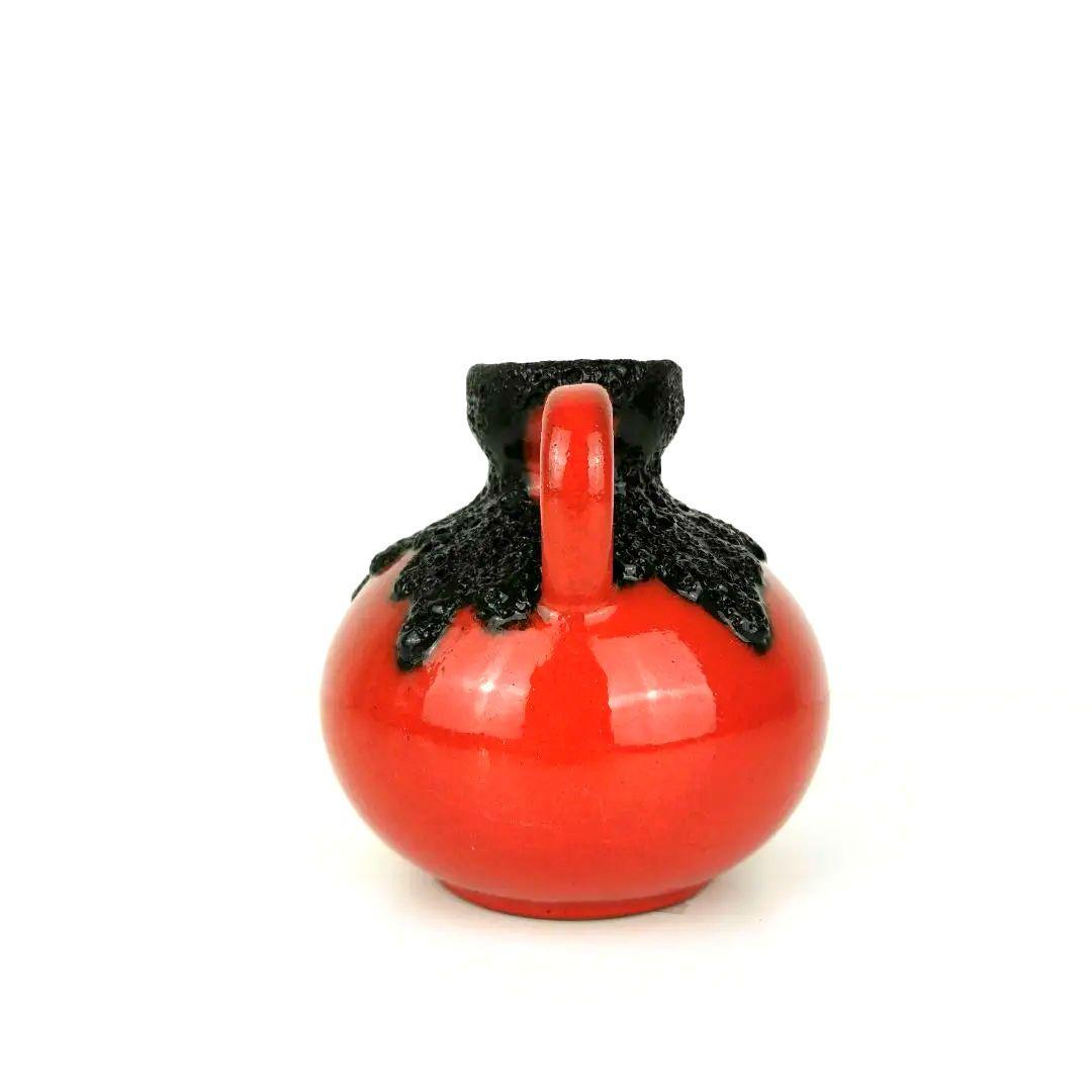 【西ドイツ製 Fatlava】 Roth Keramik 14.5cm 花瓶 赤