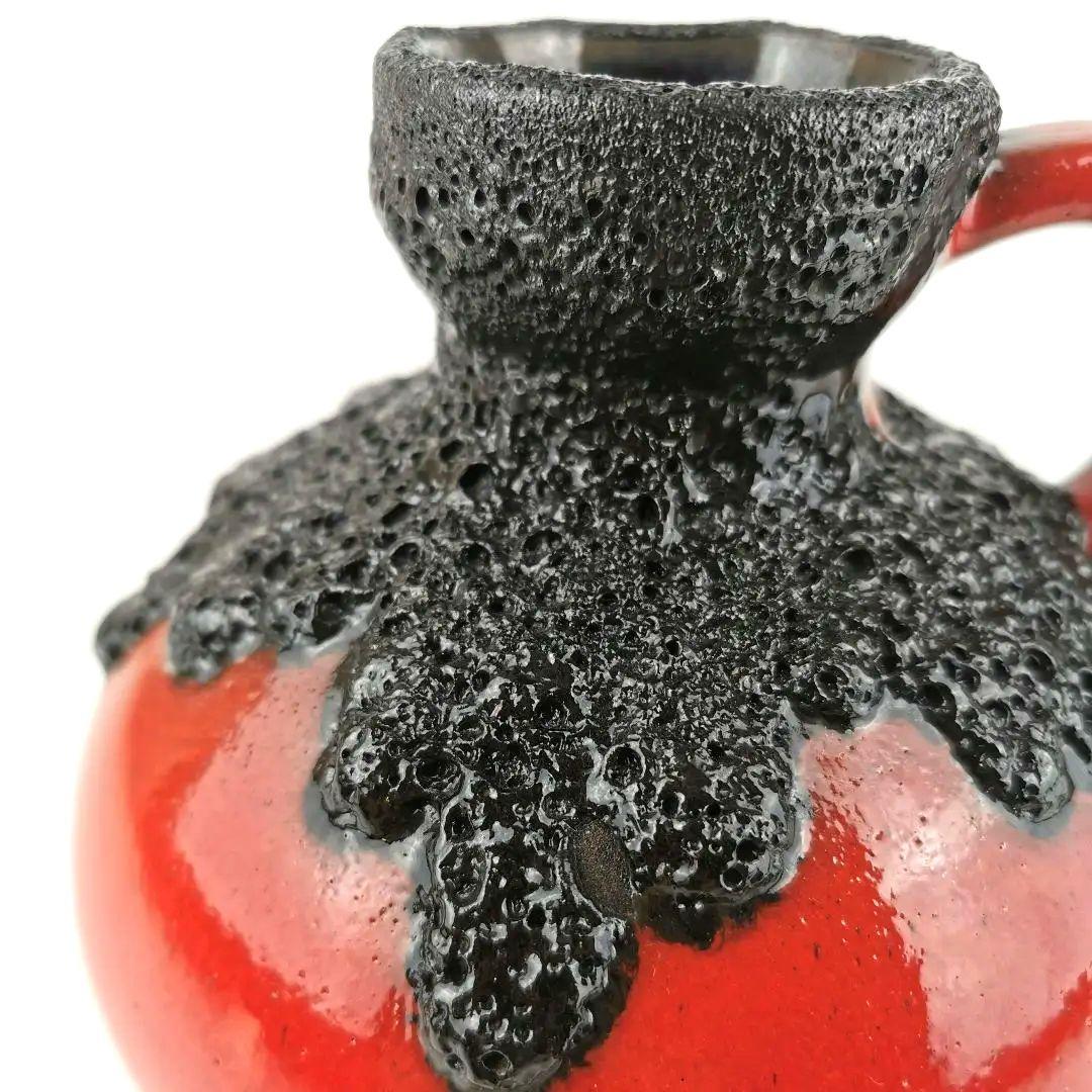 【西ドイツ製 Fatlava】 Roth Keramik 14.5cm 花瓶 赤