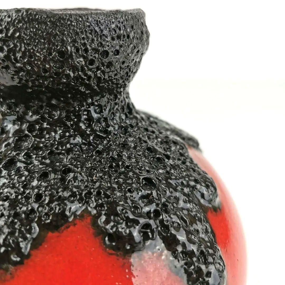 【西ドイツ製 Fatlava】 Roth Keramik 14.5cm 花瓶 赤