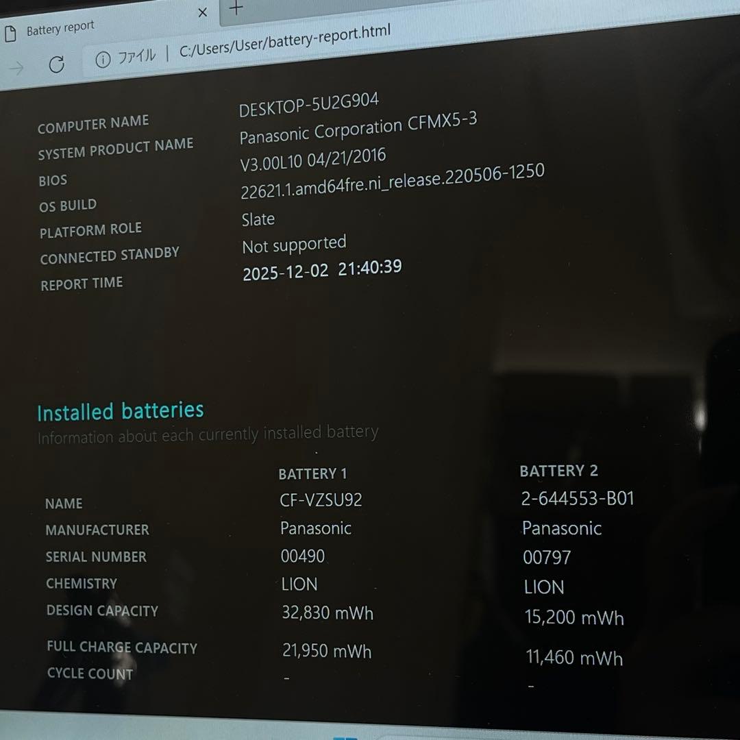 Windowsノート本体 #554 PANASONIC CF-MX5 i5-6300U 8GB 256GB